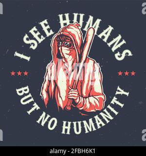 T-shirt o poster con illustrazione del bandito di strada Illustrazione Vettoriale