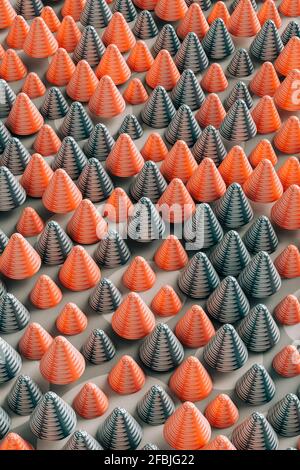 Modello tridimensionale di coni grigi e rossi Foto Stock