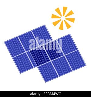 Pannelli solari illustrazione vettoriale, energia del sole icona, verde alternativa fonte di energia rinnovabile, energia solare elettricità. Illustrazione Vettoriale