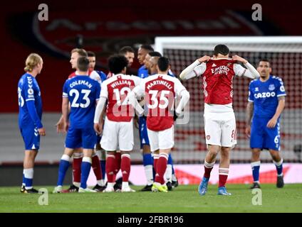 L'Arsenal's Dani Ceballos appare deposto durante la partita della Premier League all'Emirates Stadium di Londra. Data immagine: Venerdì 23 aprile 2021. Foto Stock