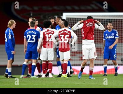 L'Arsenal's Dani Ceballos appare deposto durante la partita della Premier League all'Emirates Stadium di Londra. Data immagine: Venerdì 23 aprile 2021. Foto Stock