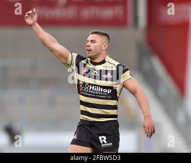 Eccles, Regno Unito. 23 Apr 2021. Matty Russell (2) di Leigh Centurions durante la partita a Eccles, Regno Unito, il 23/04/2021. (Foto di Richard Long/News Images/Sipa USA) Credit: Sipa USA/Alamy Live News Foto Stock