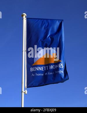 Bennett Homes, a casa in East Anglia, bandiera, Hunstanton, Norfolk, Inghilterra Foto Stock