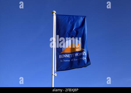 Bennett Homes, a casa in East Anglia, bandiera, Hunstanton, Norfolk, Inghilterra Foto Stock