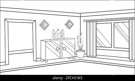 Contesto religioso musulmano all'interno della famiglia domestica . Con la moschea musulmana ornamentale con pianta decorativa.sfondo vettore di illustrazione musulmana. Illustrazione Vettoriale