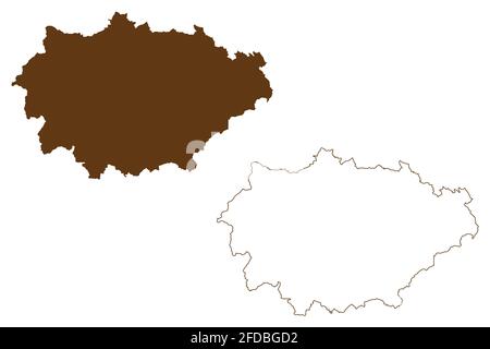 Distretto di Marburg-Biedenkopf (Repubblica federale di Germania, regione rurale di Giessen, stato di Assia, Assia, Assia) mappa illustrazione vettoriale, scri Illustrazione Vettoriale