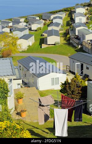 Beer Head Caravan Park vicino al villaggio di Beer in Devon Foto Stock