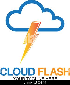 Vettore-modello di disegno icona del logo vettoriale flash cloud Illustrazione Vettoriale