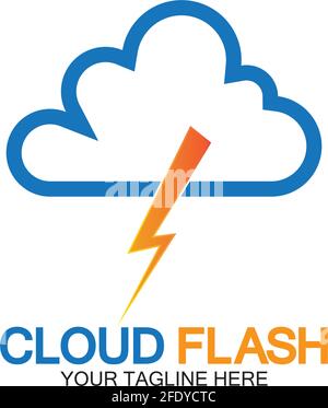 Vettore-modello di disegno icona del logo vettoriale flash cloud Illustrazione Vettoriale