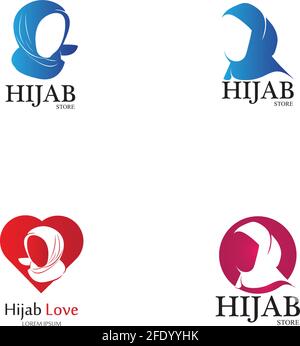 muslimah hijab modello di logo vettoriale illustrazione disegno-vettore Illustrazione Vettoriale