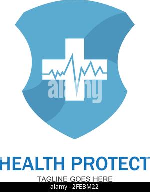protezione della salute con schermo logo modello vettoriale per il medico o compagnia assicurativa-vettore Illustrazione Vettoriale