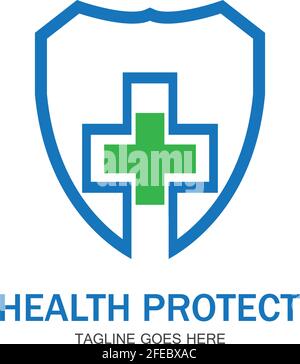 protezione della salute con schermo logo modello vettoriale per il medico o compagnia assicurativa-vettore Illustrazione Vettoriale