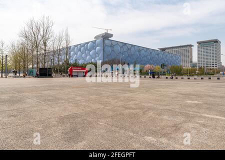 Centro Acquatico Nazionale di Pechino nel Parco Olimpico di Pechino Foto Stock