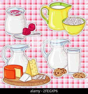 Adesivi per prodotti lattiero-caseari Illustrazione Vettoriale