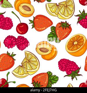 Frutti vari senza cuciture modello Illustrazione Vettoriale