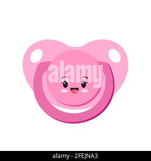 Icona vettore di carattere ciuccio bambino ragazza Illustrazione Vettoriale