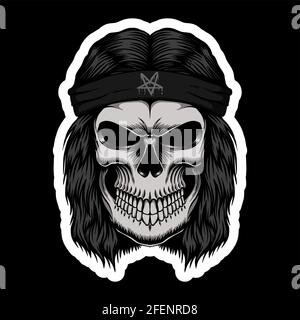 Cranio Sticker testa a bilanciere illustrazione vettoriale Illustrazione Vettoriale