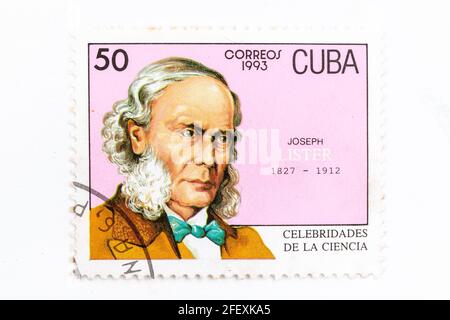 Francobollo Cuba Correos. Serie: Celebrità della scienza, Foto Stock