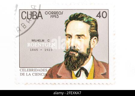 Francobollo Cuba Correos. Serie: Celebrità della scienza, Foto Stock