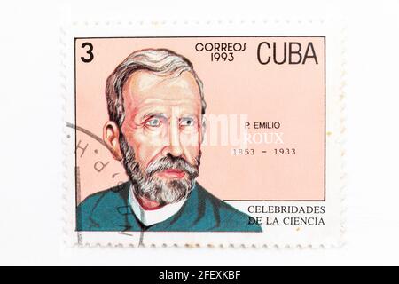 Francobollo Cuba Correos. Serie: Celebrità della scienza, Foto Stock