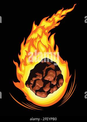 Comet Meteor Fall Burning asteroide Cartoon Vector Illustrazione disegno Illustrazione Vettoriale