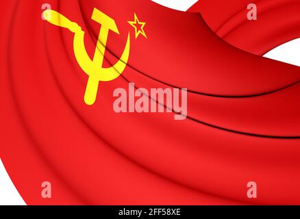 Bandiera 3D dell'Unione Sovietica. Illustrazione 3D. Foto Stock