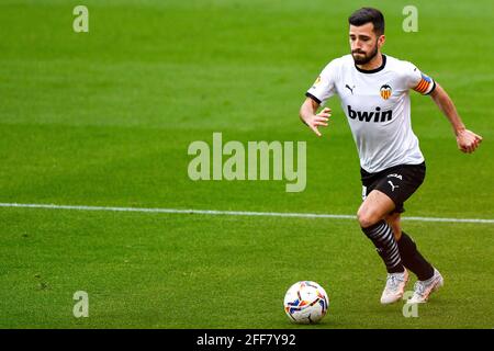 Valencia, Spagna. 24 Apr 2021. VALENCIA, SPAGNA - 24 APRILE: José Gayà di Valencia CF durante la Liga match tra Valencia CF e Deportivo Alaves all'Estadio Mestalla il 24 aprile 2021 a Valencia, Spagna (Foto di Pablo Morano/Orange Pictures) Credit: Orange Pics BV/Alamy Live News Foto Stock