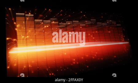 Music Equalizer bar. Equalizzatore delle forme d'onda audio su sfondo nero. Musica o onda sonora sul monitor. Visualizzatore audio colorato astratto. Gradiente Foto Stock