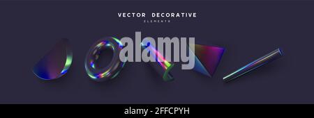 Set di primitive di rendering 3d. Illustrazione Vettoriale