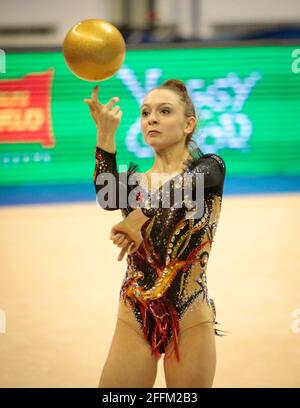 Martina Brancilla durante la Serie Italiana SEI finali di ginnastica ritmica. Aprile 24 2021, pala ‘ Gianni Asti’ Torino - Italia Foto Nderim Kaceli Foto Stock