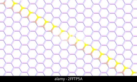 Il grafene è un allotrope di carbonio costituito da un singolo strato di atomi disposti in un reticolo a nido d'ape bidimensionale. illustrazione 3d Foto Stock