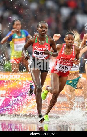 Celliphine Chepteek Chespol (Kemya). 3000 metri steeplechase donne. Campionato del mondo di atletica IAAF. Londra 2017 Foto Stock