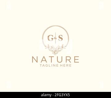 Cornici floreali GS Letters. Decorazione monolina originale e modificabile, femminile e floreale per biglietti d'auguri, invito al matrimonio. Illustrazione Vettoriale