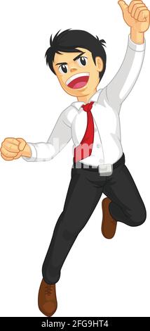 Illustrazione di Cartoon Vector per i lavoratori in ufficio che saltano le celebrazioni Illustrazione Vettoriale