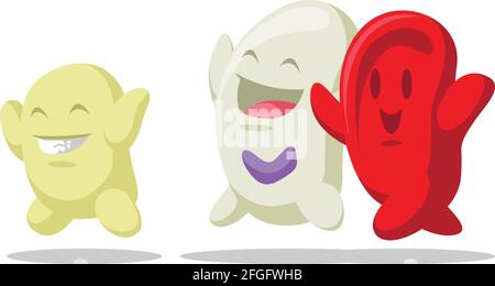 Plasma Red White Blood Cells Hemoglobin Cartoon Vector Drawing Illustrazione Vettoriale