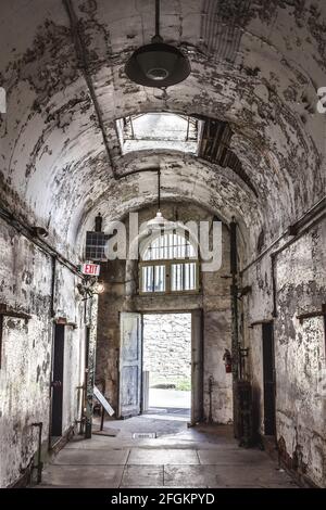 Uscita Cellblock presso l'Eastern state Penitentiary, a Philadelphia, Pennsylvania, Stati Uniti d'America Foto Stock