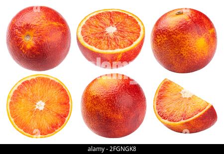 Sangue rosso arancio frutti isolati su sfondo bianco Foto Stock