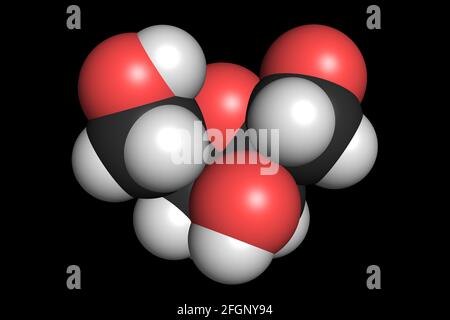 La molecola di fruttosio 3D rende la struttura chimica Foto Stock