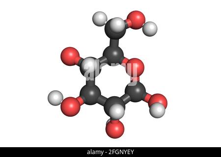 La molecola di glucosio beta-d-glucopirano 3D rende la struttura chimica Foto Stock