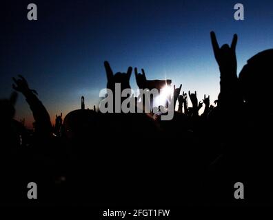 Pubblico durante il concerto con Sabaton al festival Bråvalla 2015. Foto Stock