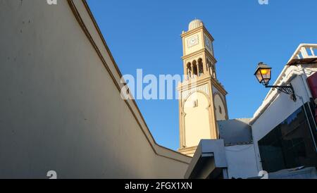 La torre dell'orologio a Casablanca, Marocco Foto Stock
