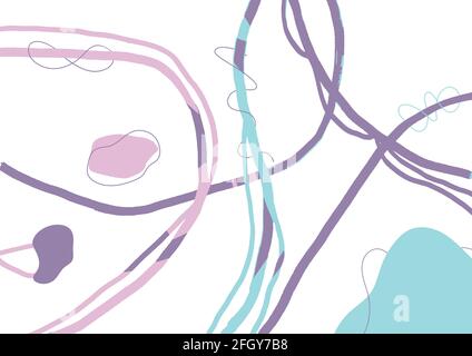 Sfondo grafico astratto vettoriale. Linea che si incrociano l'una sull'altra in colori pastello con forme organiche. Arte moderna alla moda per stampa, carta da parati. Illustrazione Vettoriale