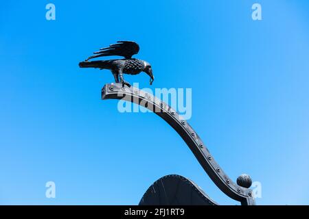 Budapest, Ungheria - 11 agosto 2019: Il Raven di Matyas Corvinus Foto Stock