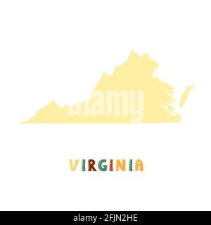 Collezione USA. Mappa della Virginia - silhouette gialla Illustrazione Vettoriale