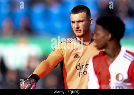 ROTTERDAM, PAESI BASSI - APRILE 25: Il portiere Justin Bijlow di Feyenoord durante la partita olandese di Eredivisie tra Feyenoord e Vitesse a de Kuip Foto Stock