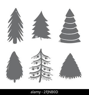 Illustrazione Vettoriale di diversi alberi di natale con raggiera Illustrazione Vettoriale