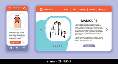 Banner Web manicure e kit app mobile. Illustrazione vettoriale del contorno Illustrazione Vettoriale