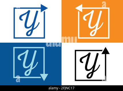Lettera Y con modello di disegno con logo freccia, lettera e freccia. Illustrazione Vettoriale