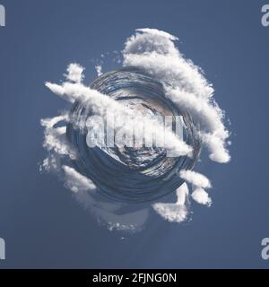 Pianeta con le nuvole in atmosfera. Rendering 3D Foto Stock