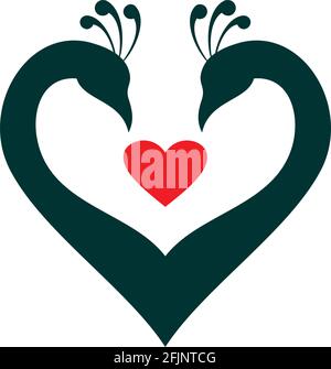 amore pavone astratto logo icona vettore concetto di grafica Illustrazione Vettoriale